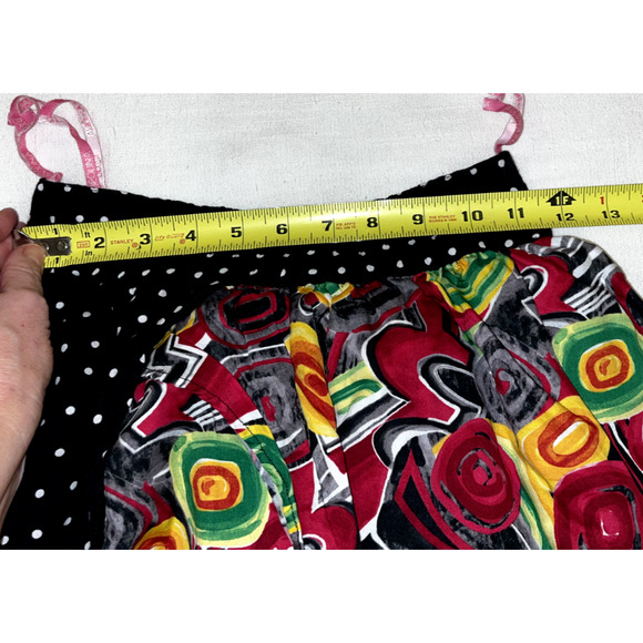 Pampolina Girls Black Skirt Sz 9 Red Floral White Polka Dots Velvet Trim Ruffles - Picture 8 of 9